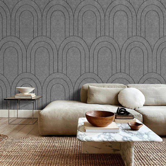 OPPIO Viltpaneel Licht Grijs - BAROK - 60x280 cm - Brandvertragend & Geluiddempend