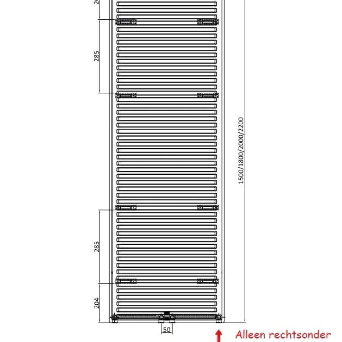 200x30 cm - 1175 Watt Dimple Vlakke Verticale elektrische radiator type 20 - Wit (RAL 9016)