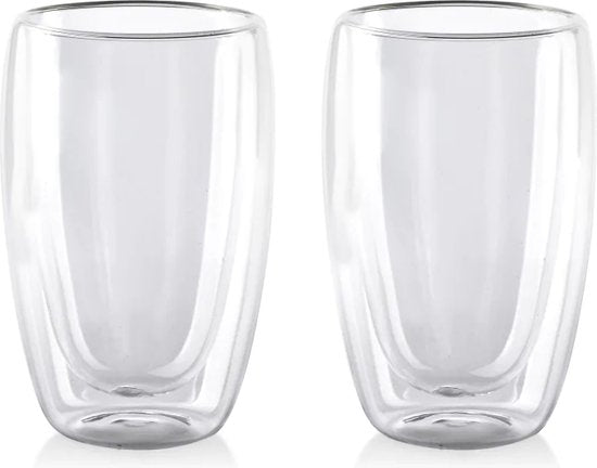 Glozini Dubbelwandig Koffieglas - 450ml - Set van 2 - Dubbelwandig Glas
