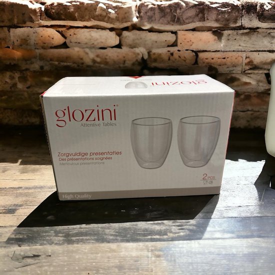 Glozini Dubbelwandig Koffieglas - 350ml - Set van 2 - Dubbelwandig Glas