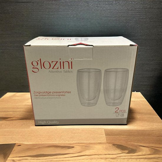Glozini Dubbelwandig Koffieglas - 450ml - Set van 2 - Dubbelwandig Glas