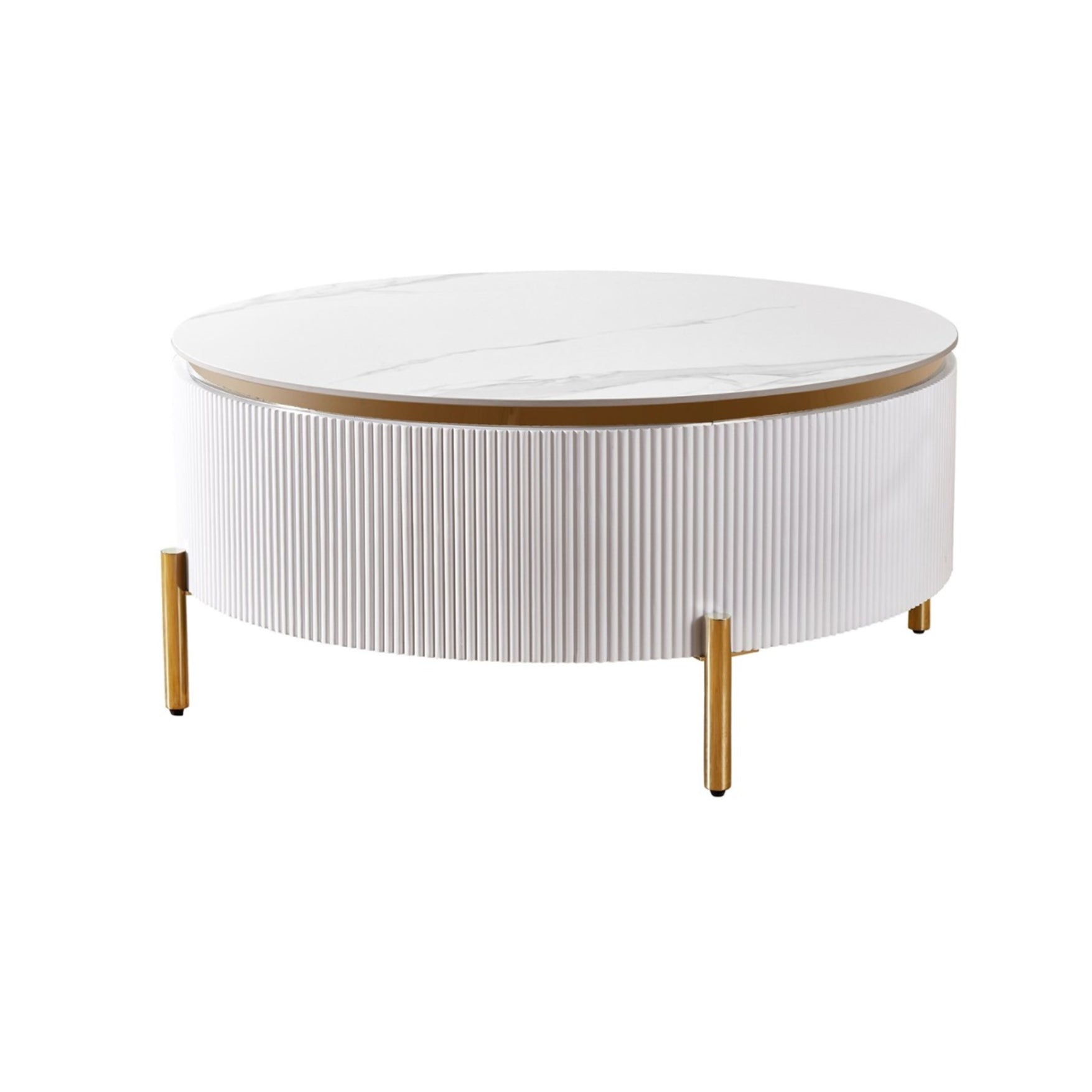 Salontafel Aqua 100 rond goud/wit keramiek