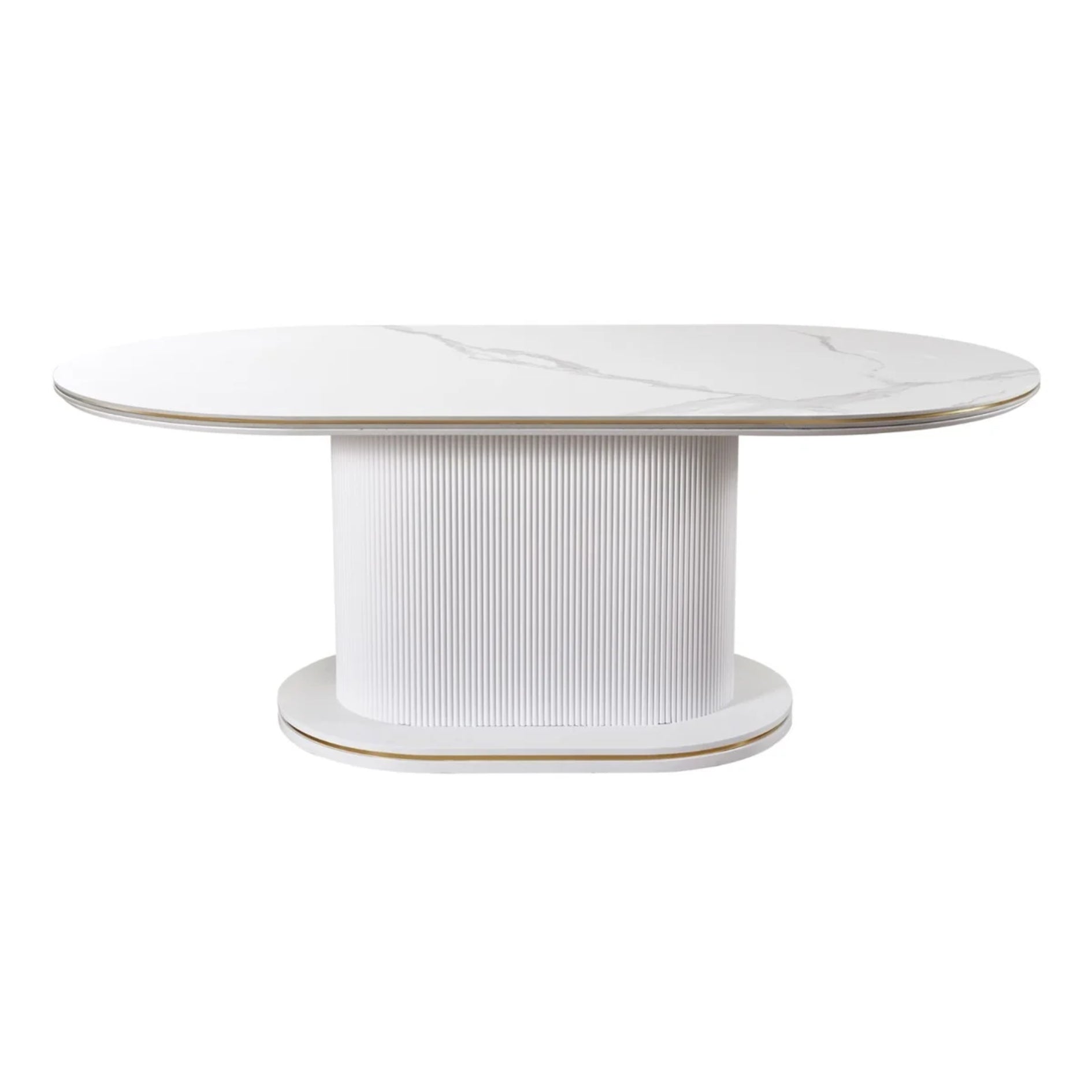 Eetkamertafel Aqua 180X110X76 wit/goud keramiek