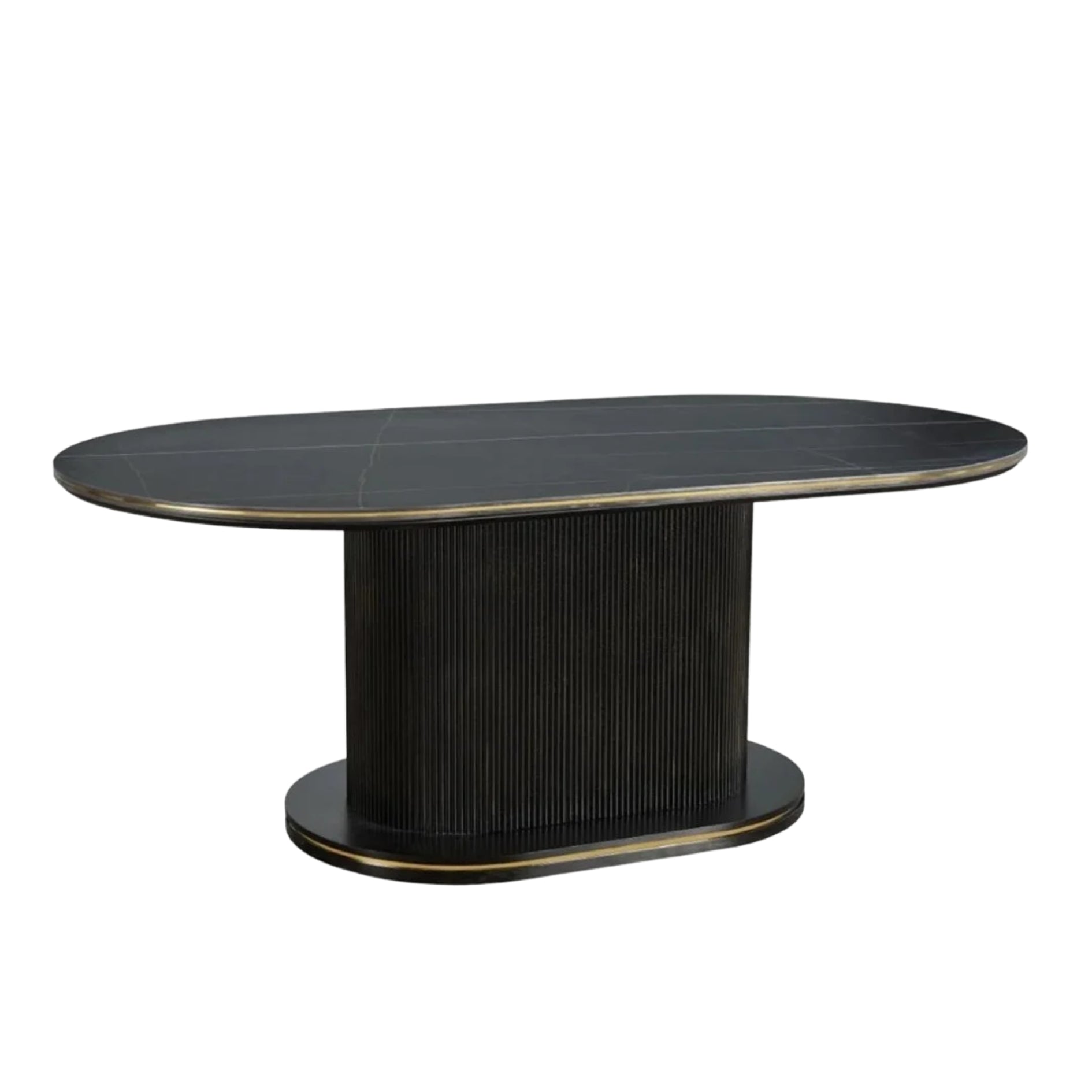 Eetkamertafel Aqua 200X110X76 zwart/goud keramiek