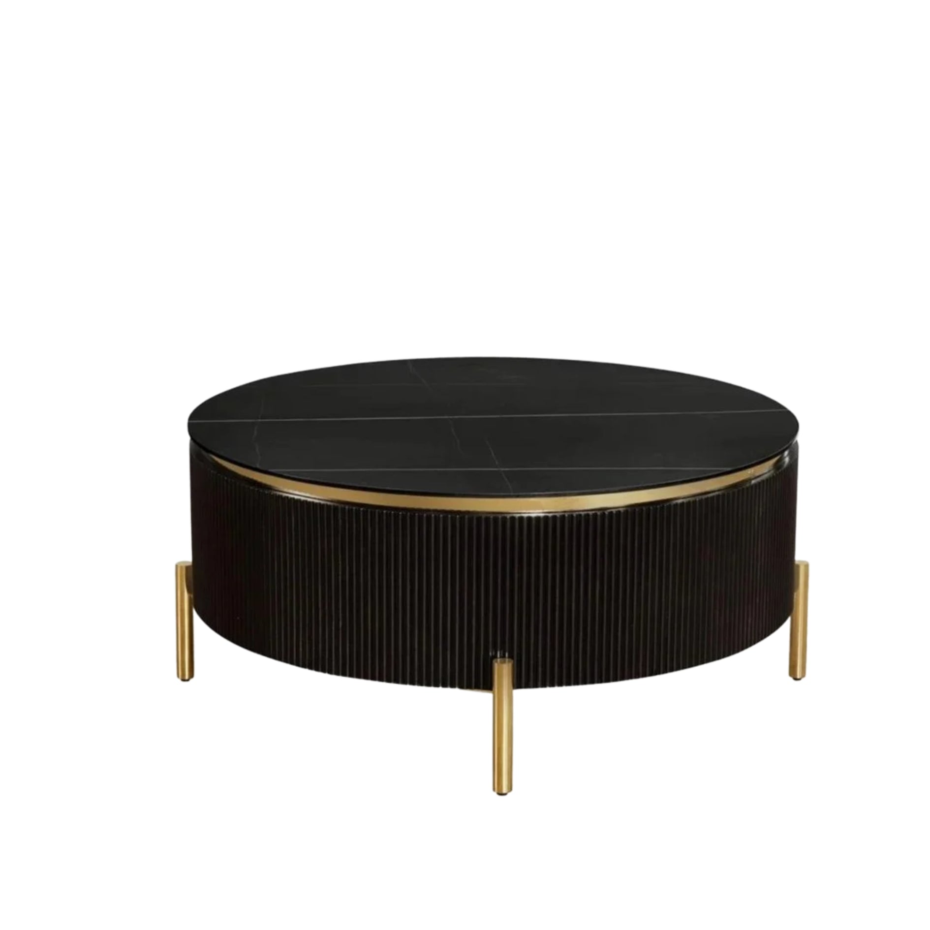 Salontafel Aqua keramiek 100 rond zwart/goud