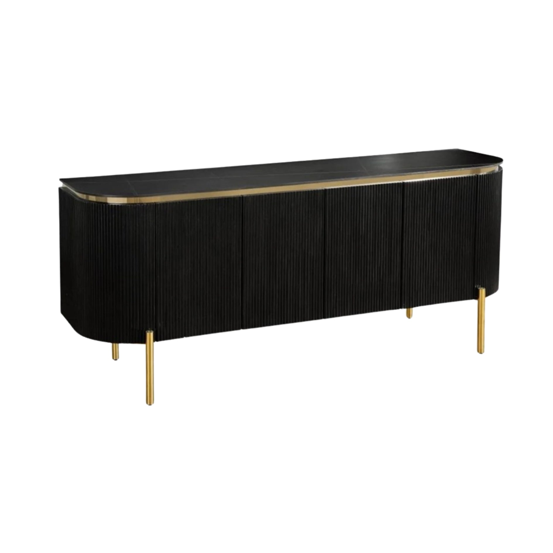 Tv-meubel Aqua 190X50X80 zwart/goud keramiek