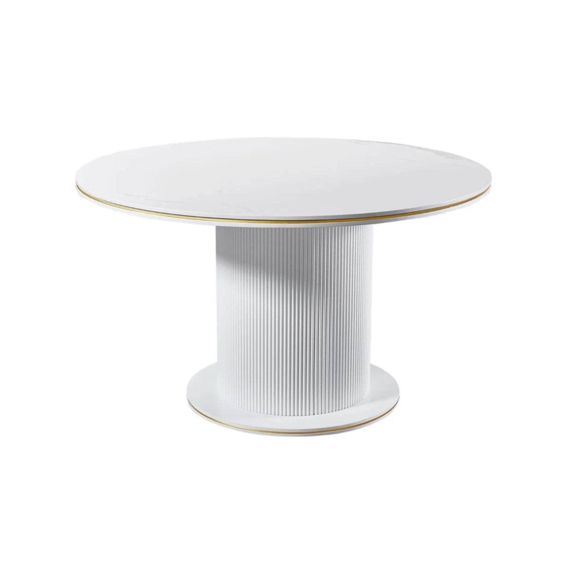 Eetkamertafel Aqua 130 rond wit/goud keramiek