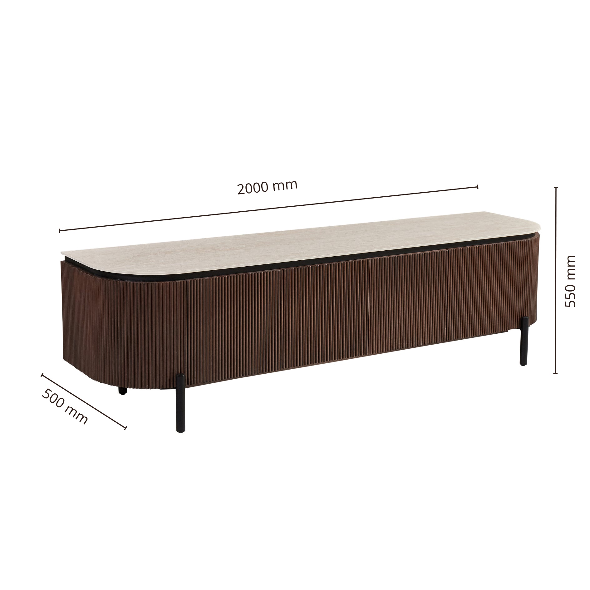Tv-meubel Aqua 200X50X55 bruin/beige keramiek
