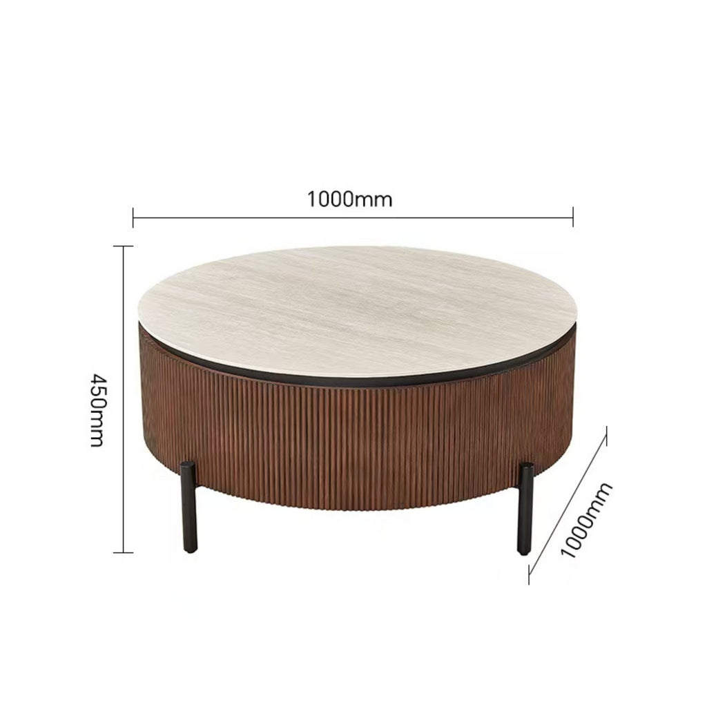 Salontafel Aqua 100 rond bruin/beige keramiek