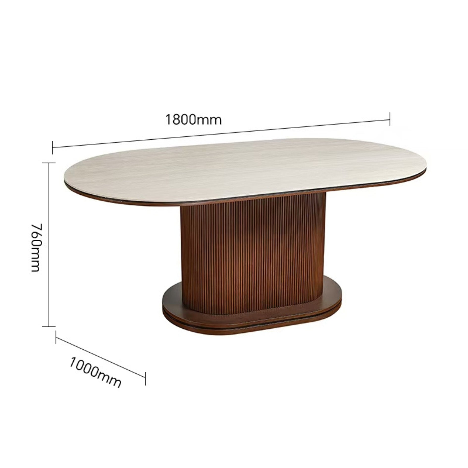 Eetkamertafel Aqua 180X110X76 bruin/beige keramiek