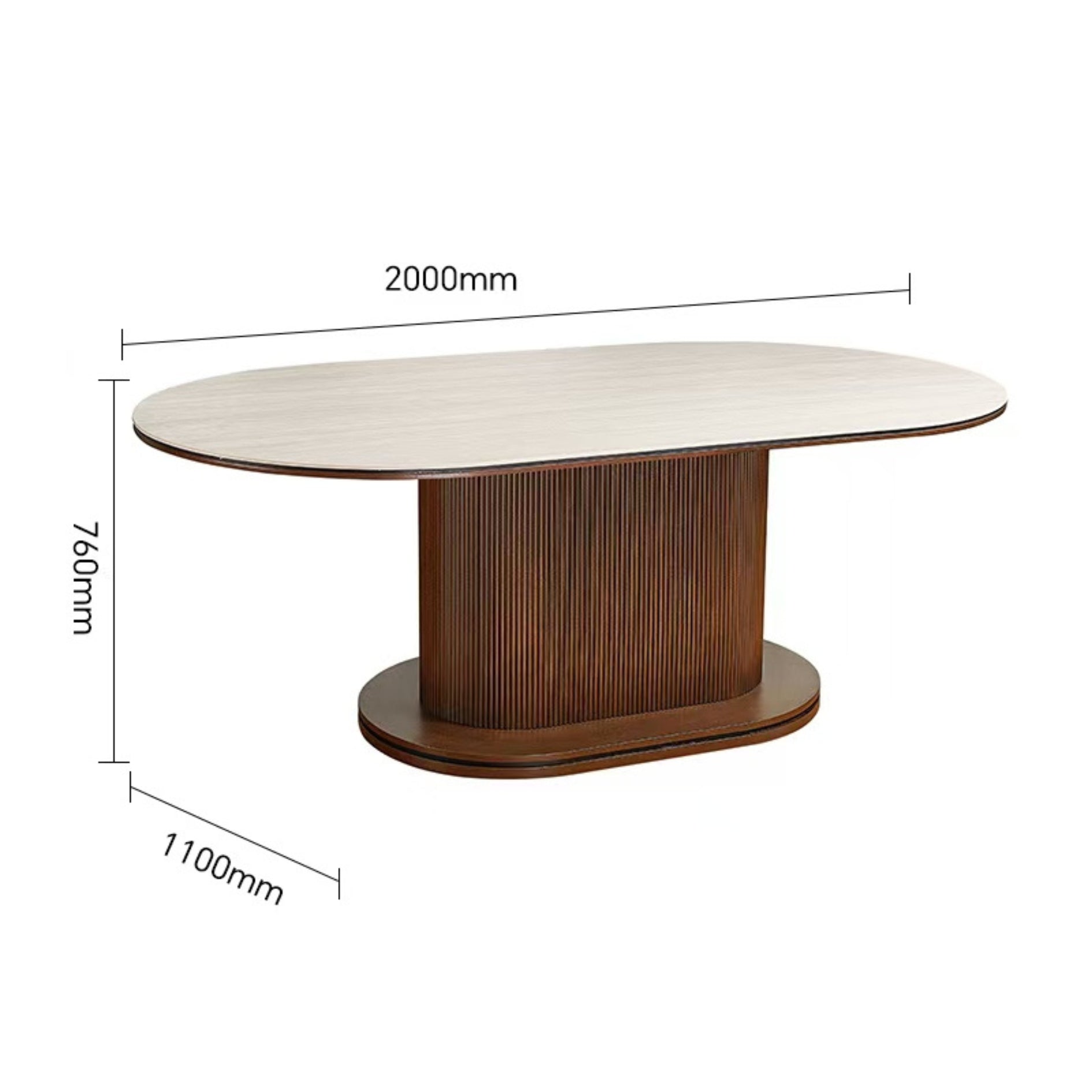 Eetkamertafel Aqua 200X110X76 bruin/beige keramiek