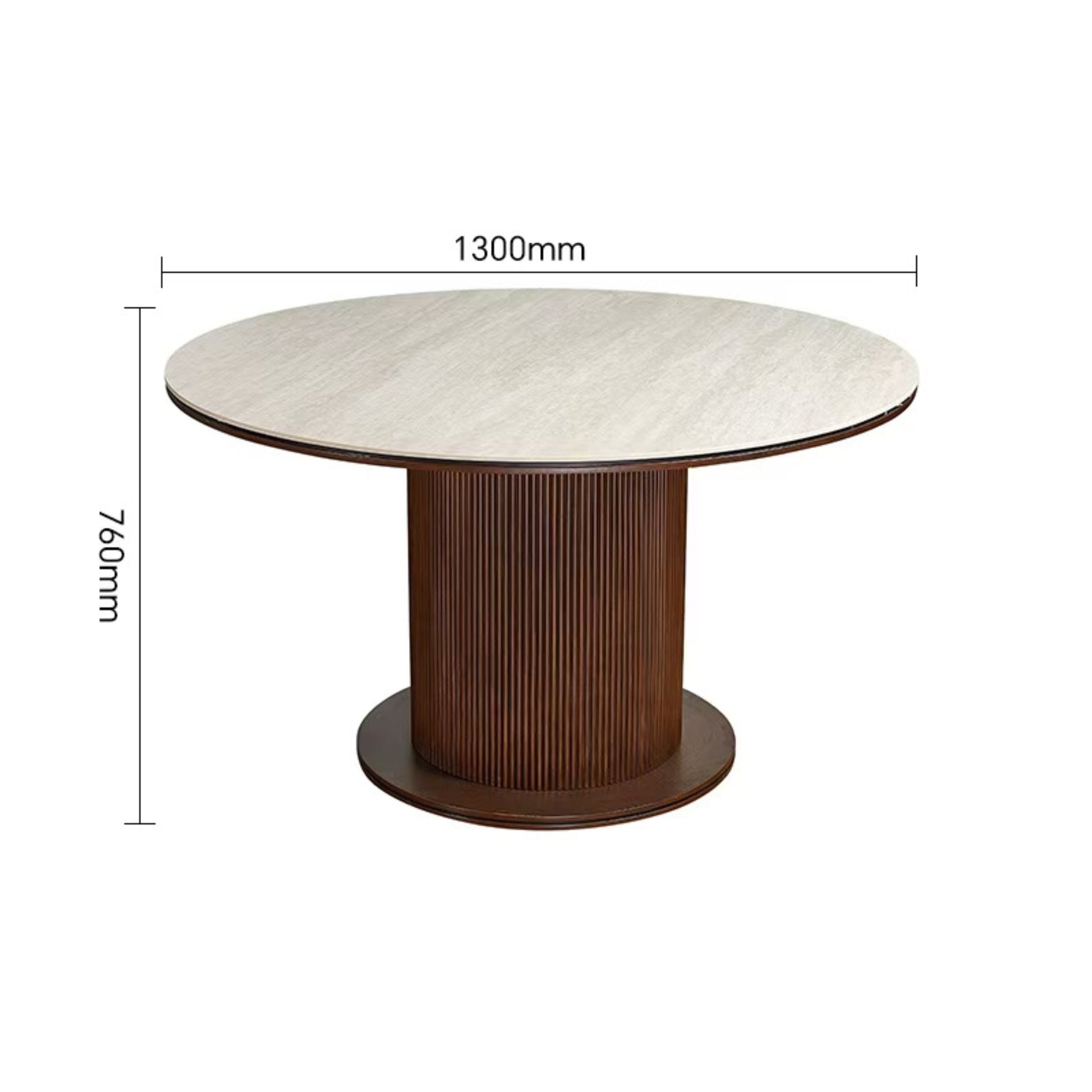 Eetkamertafel Aqua japandi 130 rond bruin/beige keramiek