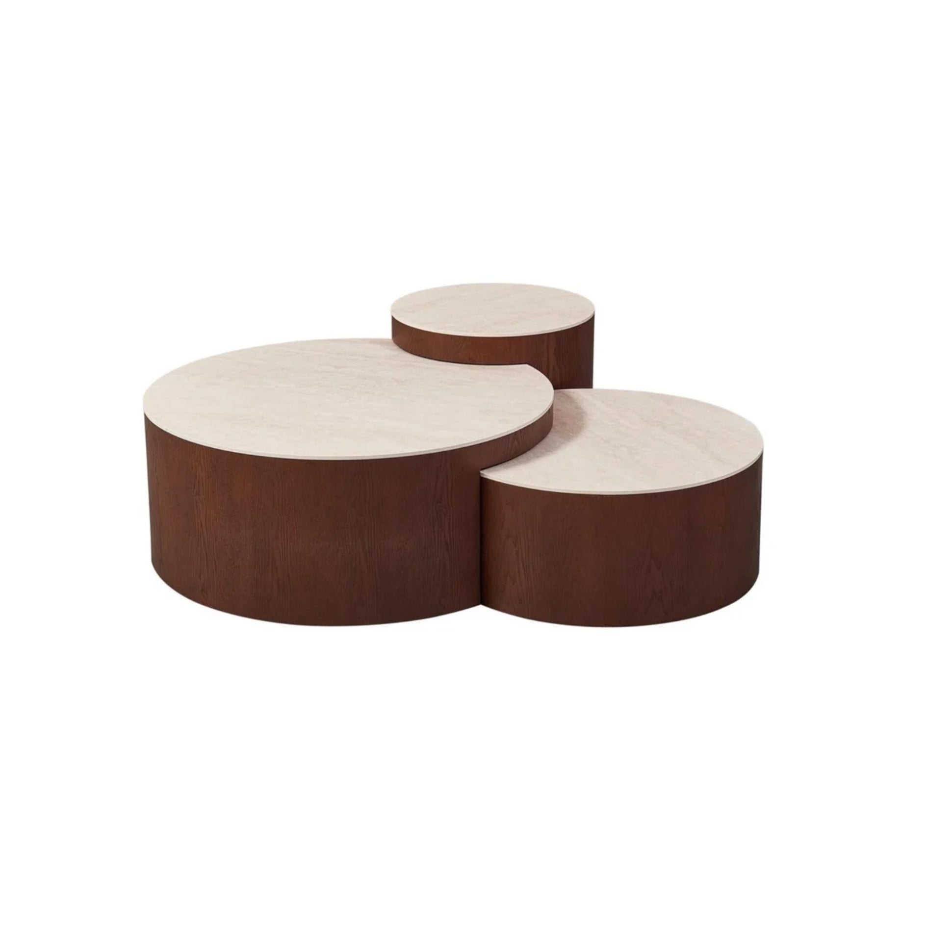 Salontafel Aqua bruin 90/37|70\30|50/45 beige keramiek