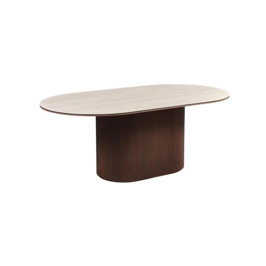 Eetkamertafel Aqua 200x110x76 bruin/beige keramiek