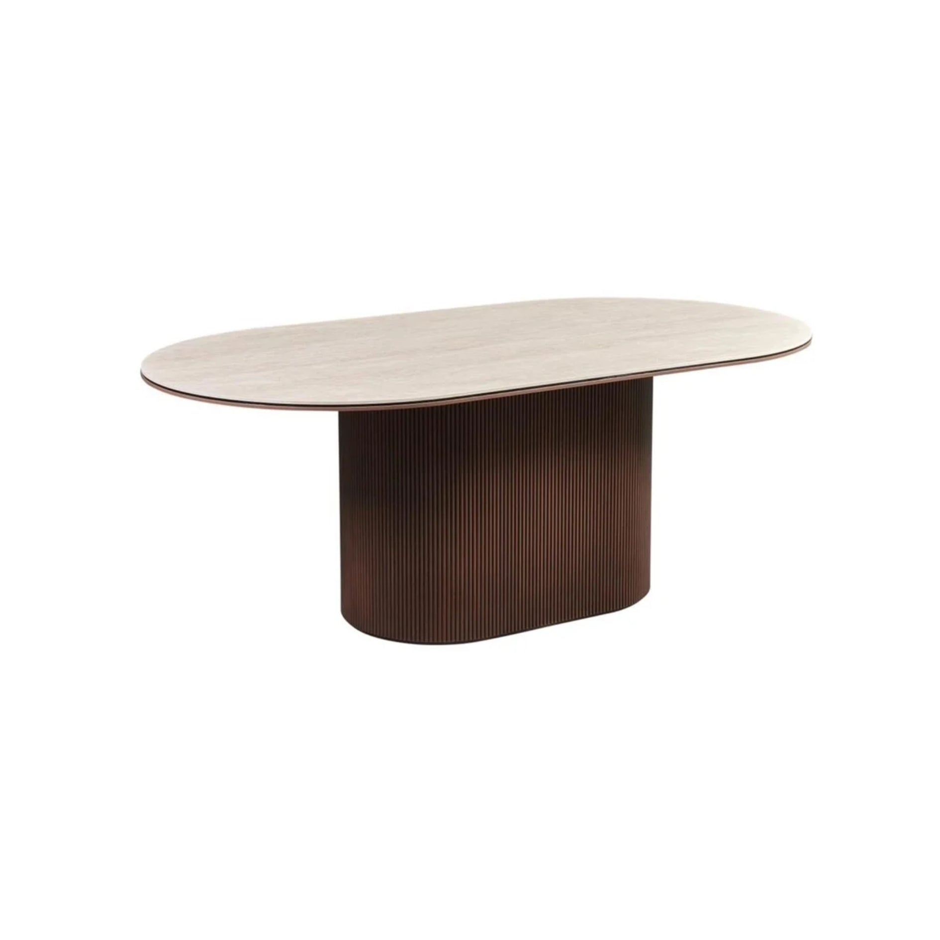 Eetkamertafel Aqua 200x110x76 bruin/beige keramiek