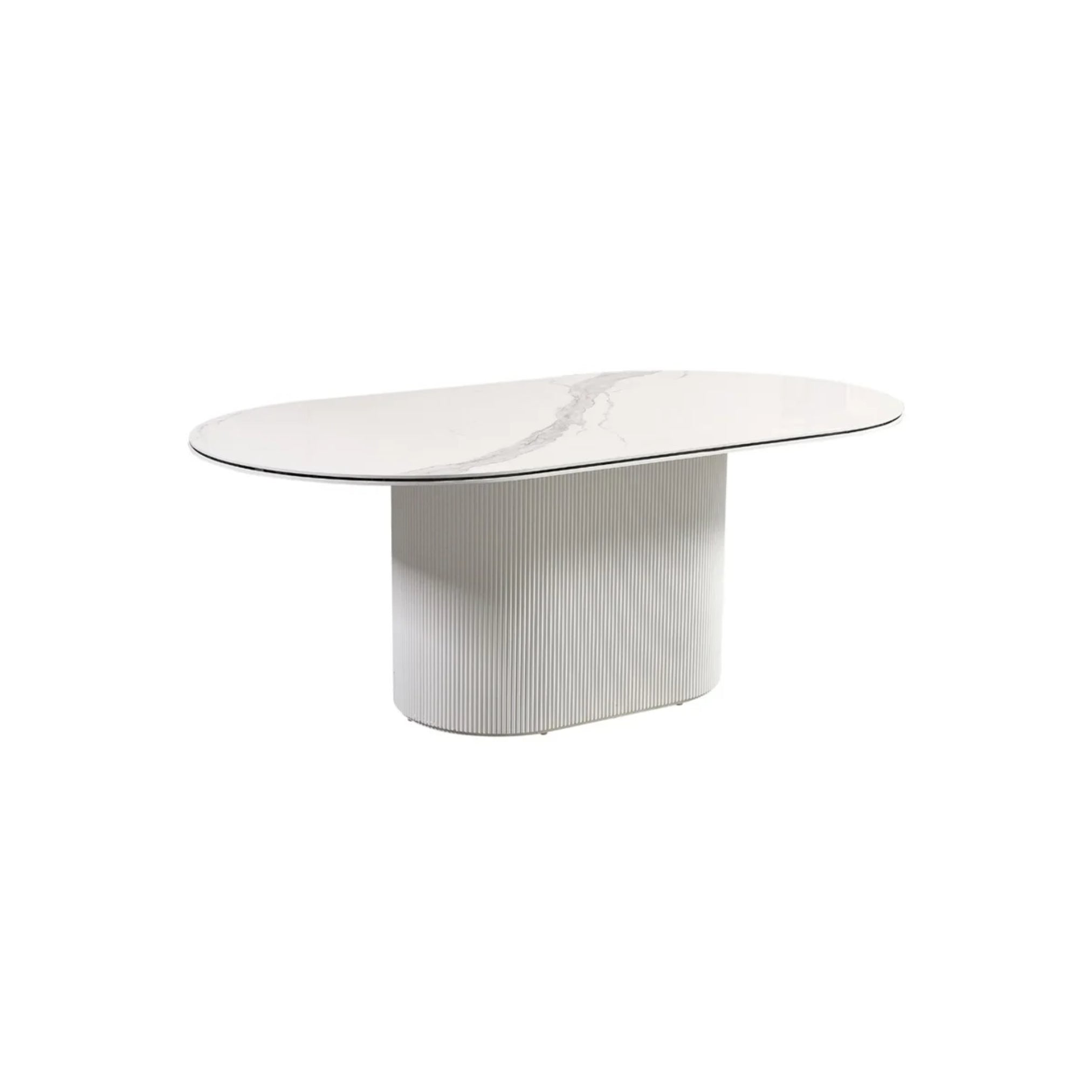Eetkamertafel Aqua wit/zwart 180X110X76 wit keramiek