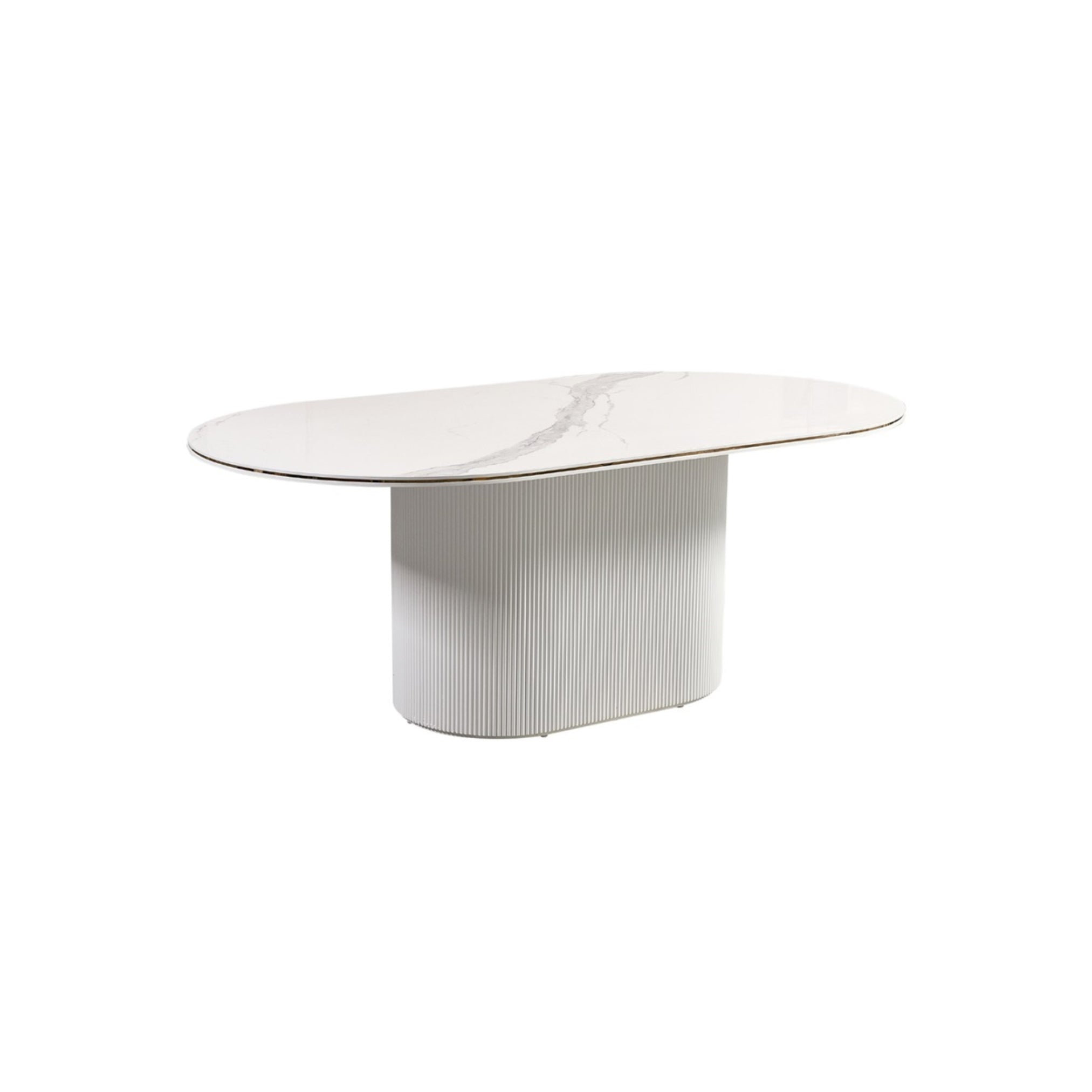 Eetkamertafel Aqua 180X110X76 wit/goud keramiek
