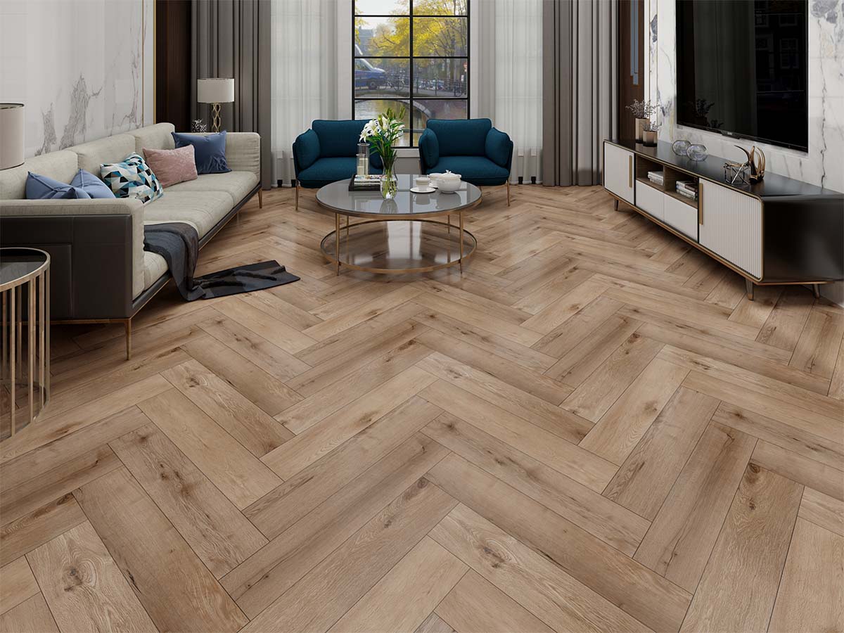 GR-504-HB / Melange Oak Visgraat PVC Click