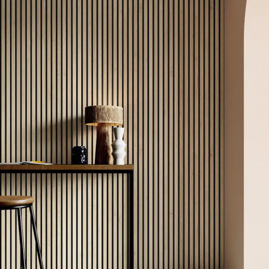 €68 Per Paneel - SUPERMAT 52x260 cm HONGAARS EIKEN akoestische wand panelen lattenwand met Vilt