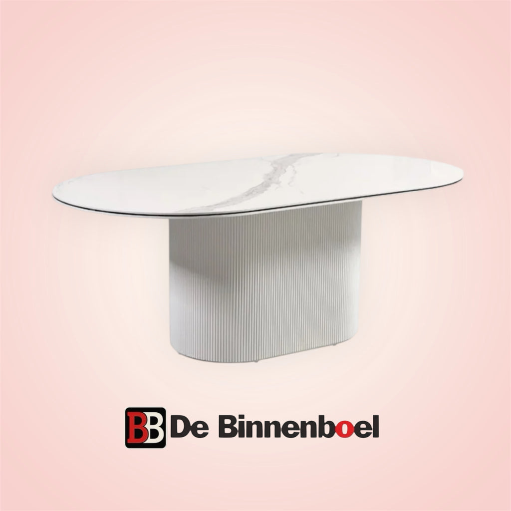 Eetkamertafel Aqua 200x110x76 wit keramiek