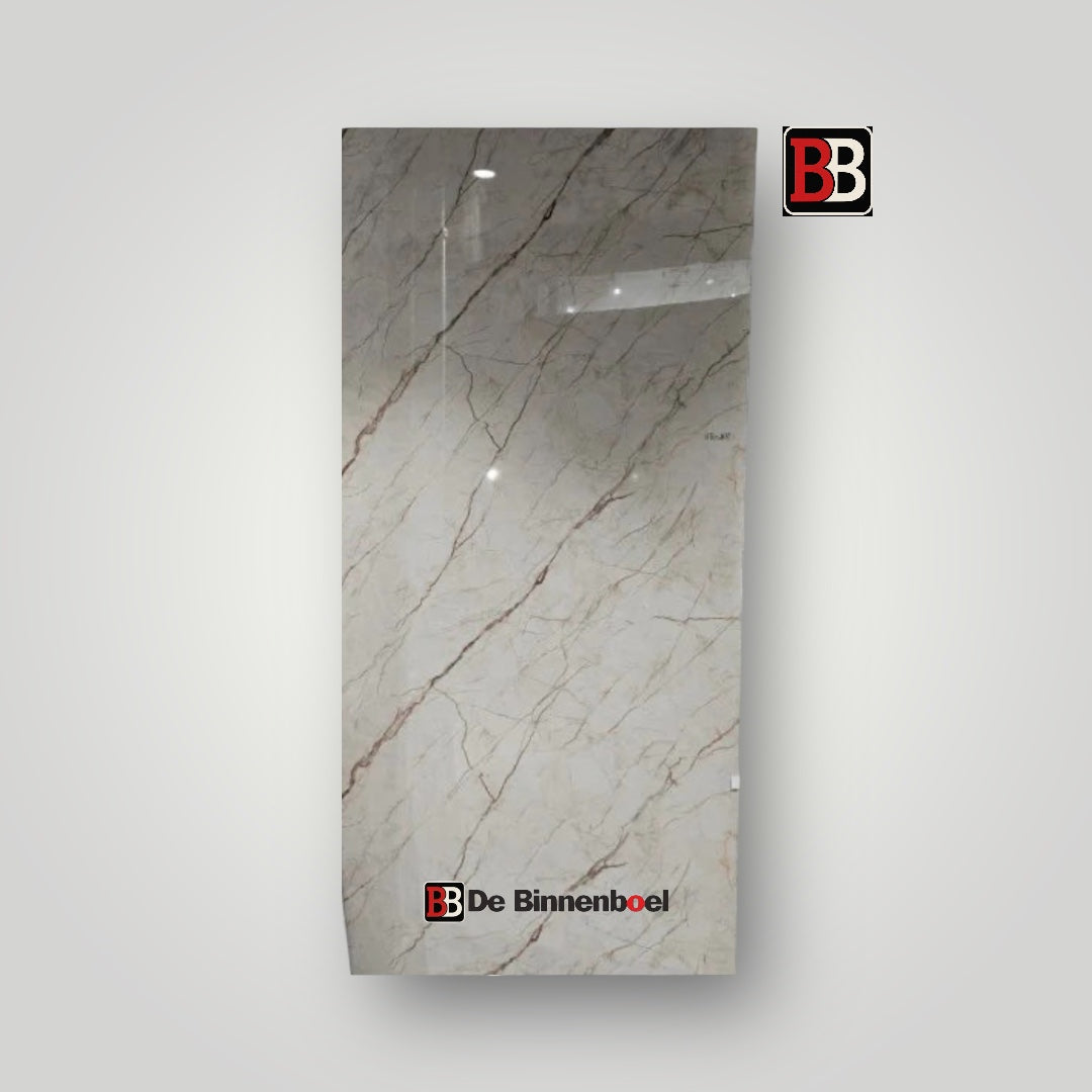 Oppio €48 PER PANEEL - PVC Wandpaneel Crema Marfil Hoogglans - 120x280x0,3 cm