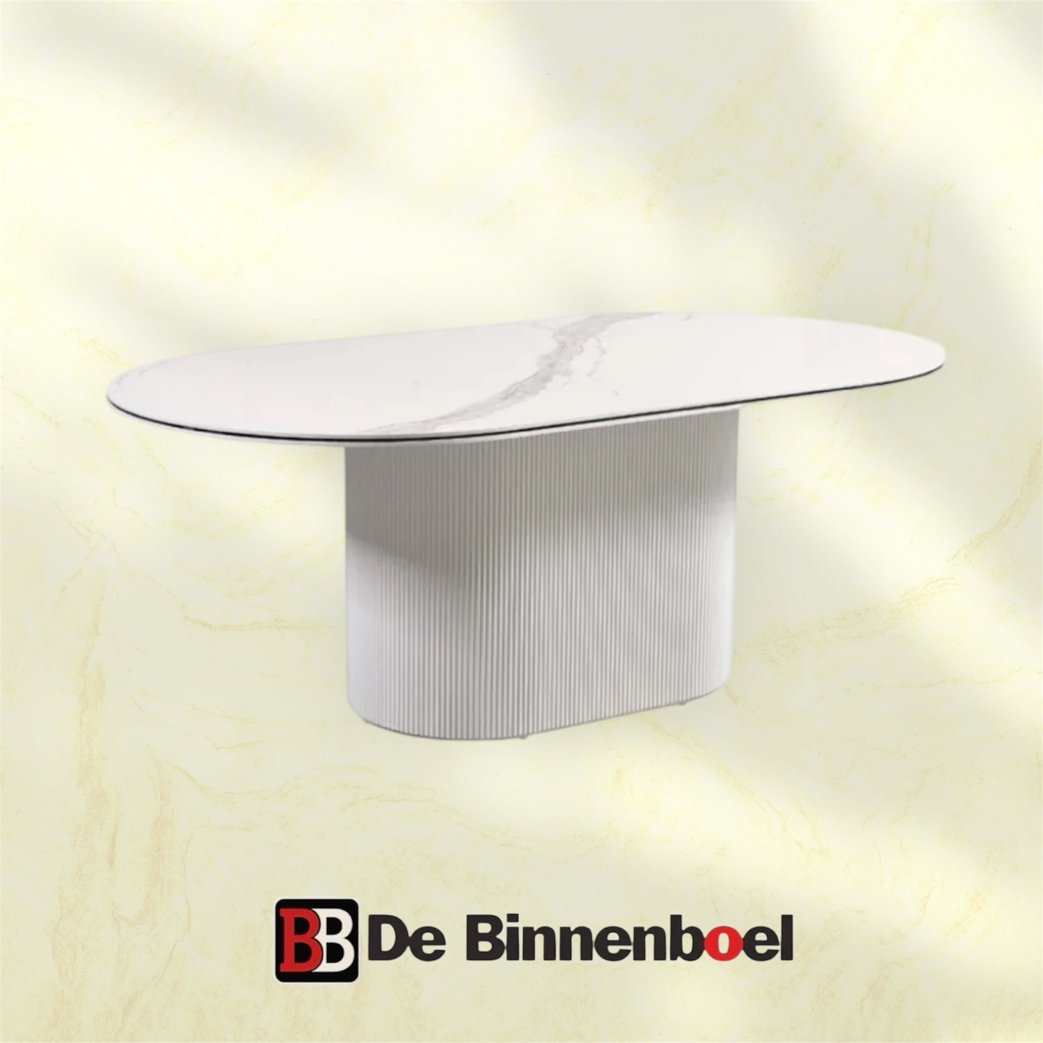 Eetkamertafel Aqua wit/zwart 180X110X76 wit keramiek