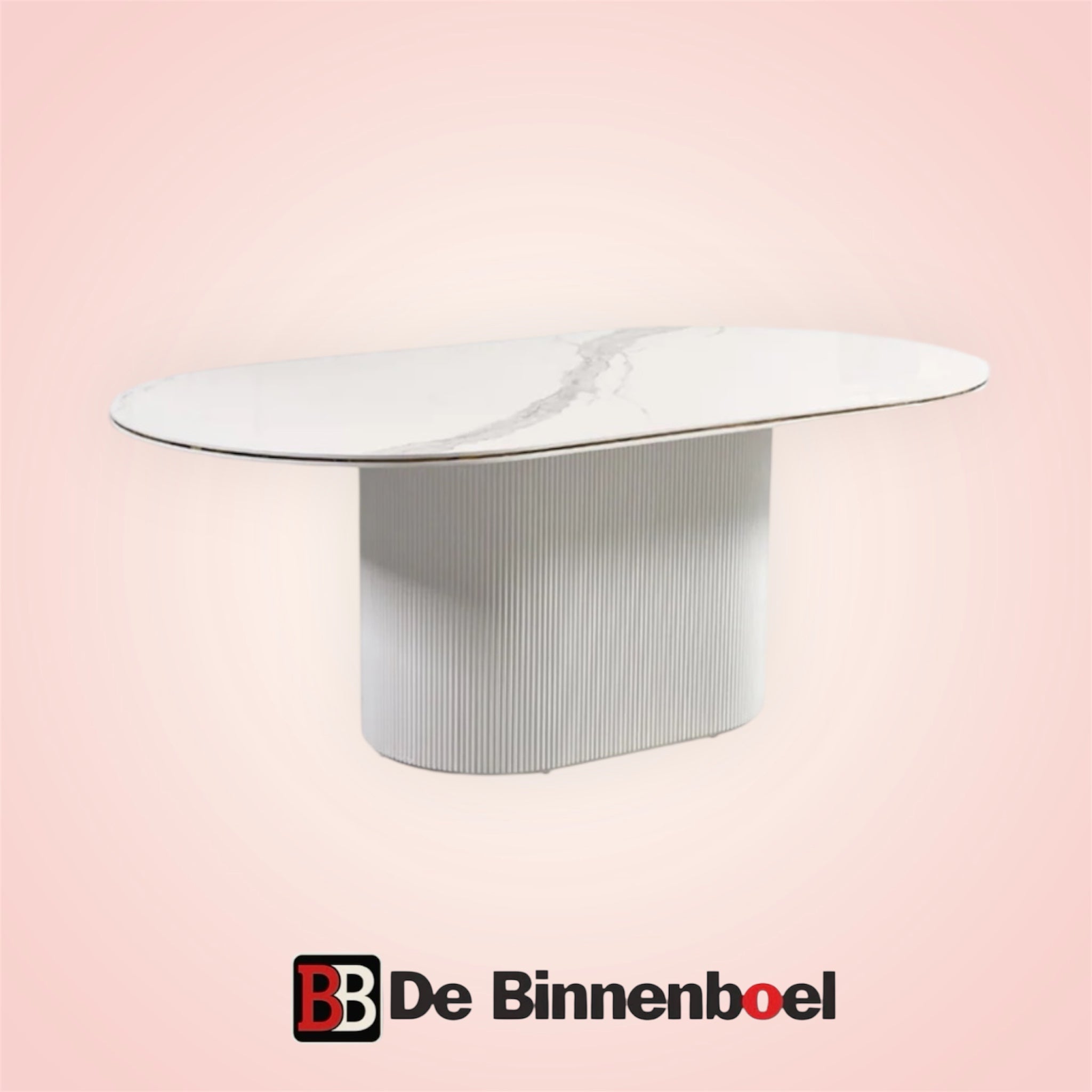 Eetkamertafel Aqua 180X110X76 wit/goud keramiek