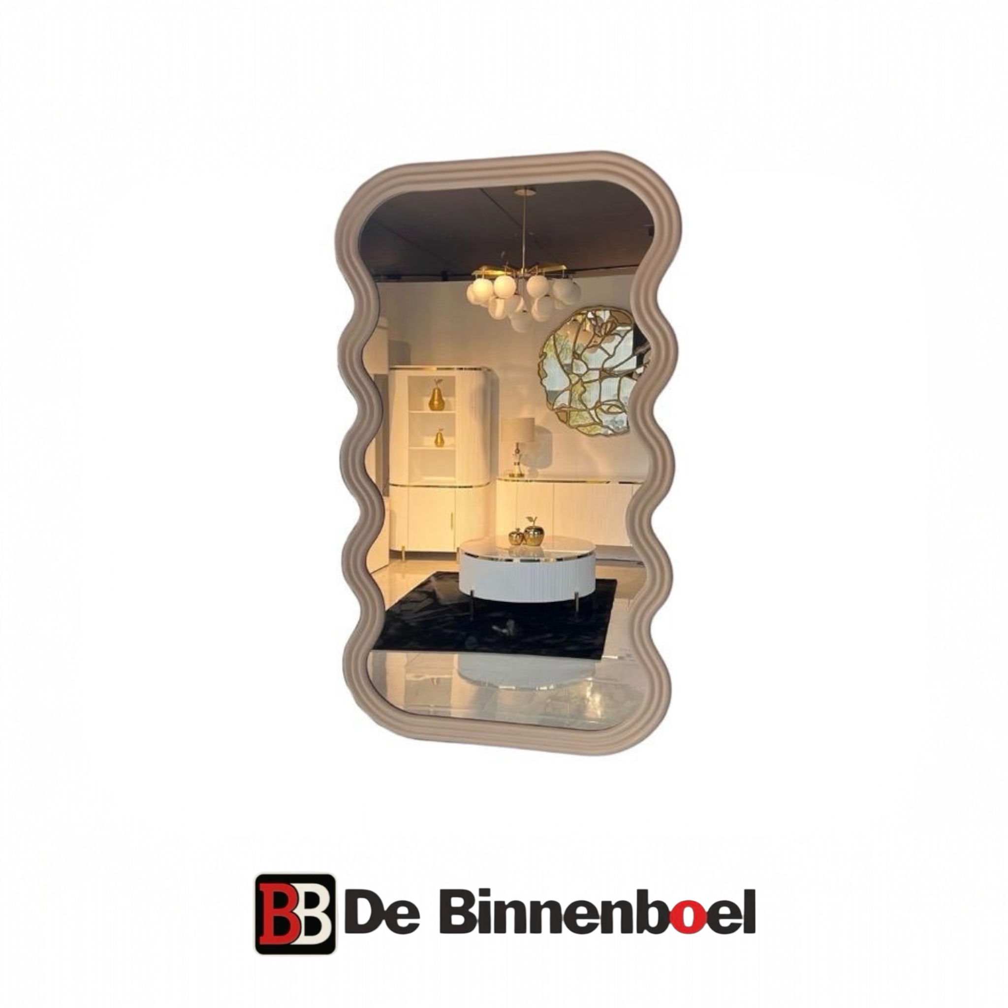 Design wandspiegel wit 170x100 cm met organisch frame