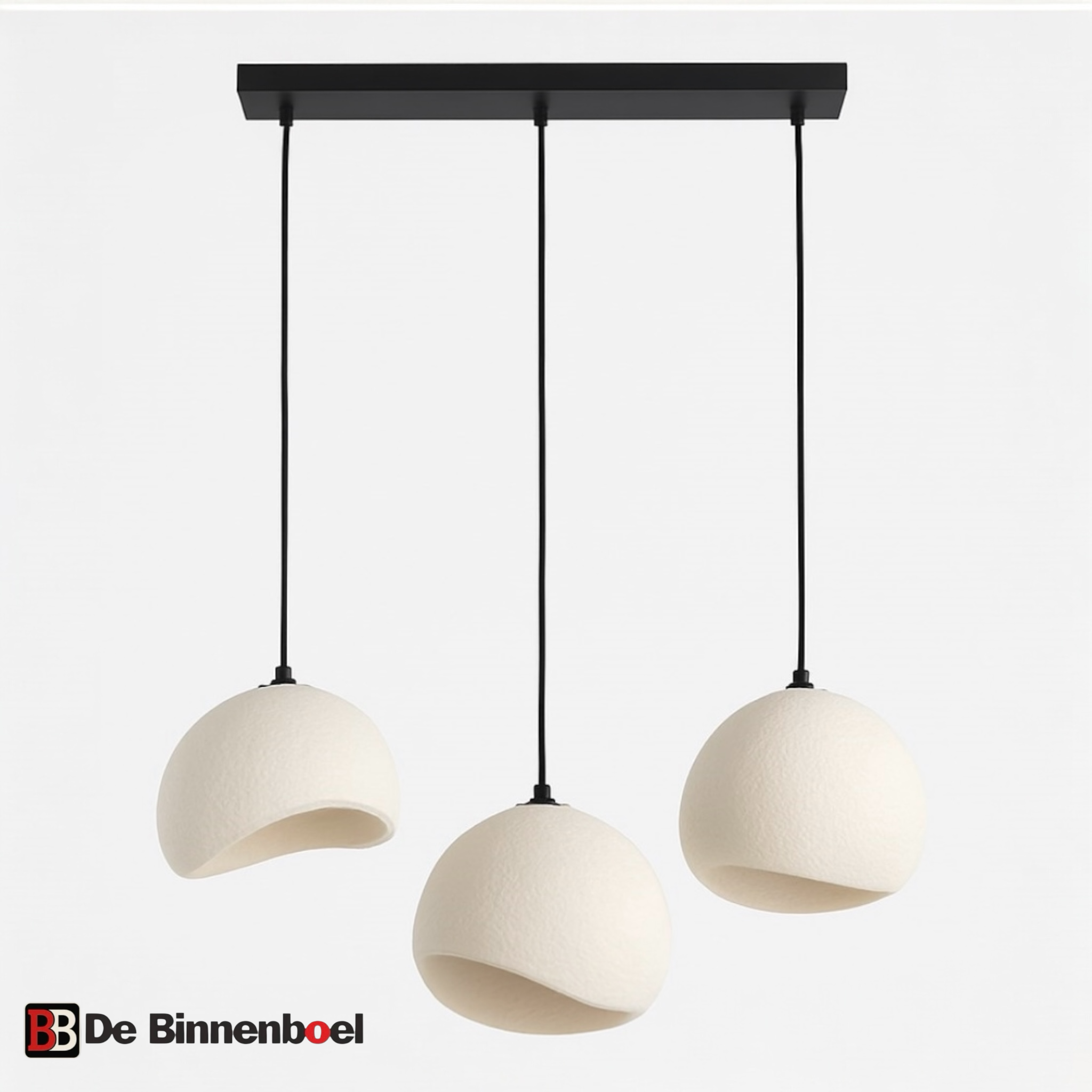 Design Plafondlamp Organic Cream Resin 3-Lichts Hanglamp – Crème – Ø30 cm