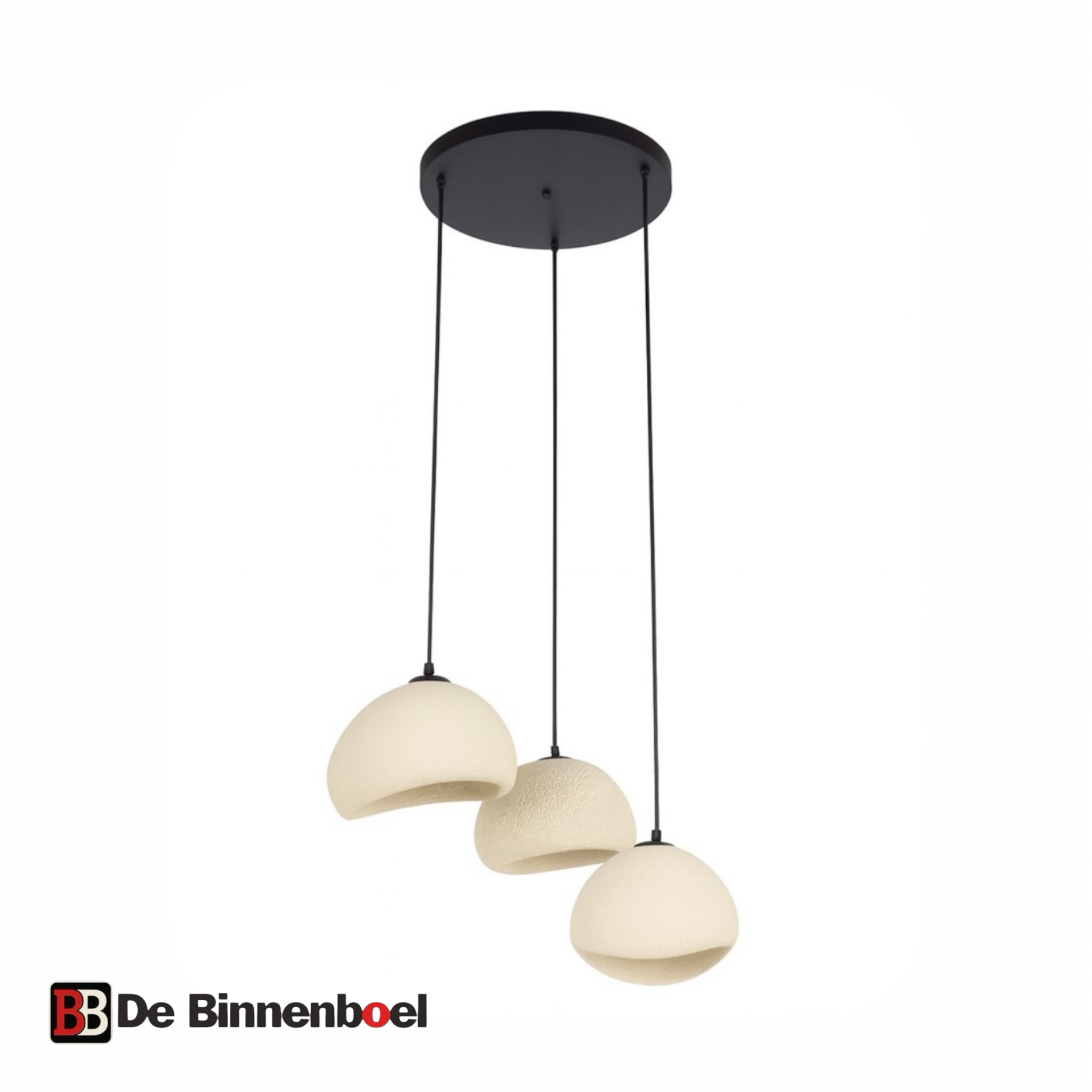 Design Plafondlamp Organic Cream Resin 3-Lichts Hanglamp – Rond – Crème – 3x Ø30 cm