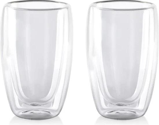 Glozini Dubbelwandig Koffieglas - 450ml - Set van 2 - Dubbelwandig Glas