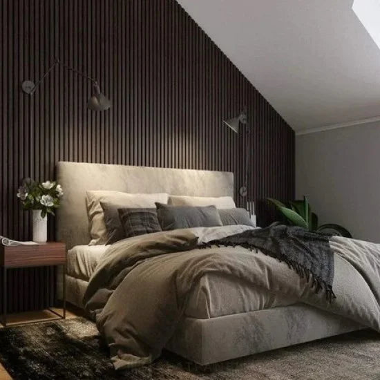 €68 Per Paneel - SUPERMAT 52x260 cm SMOKED EIKEN akoestische wand panelen lattenwand met Vilt