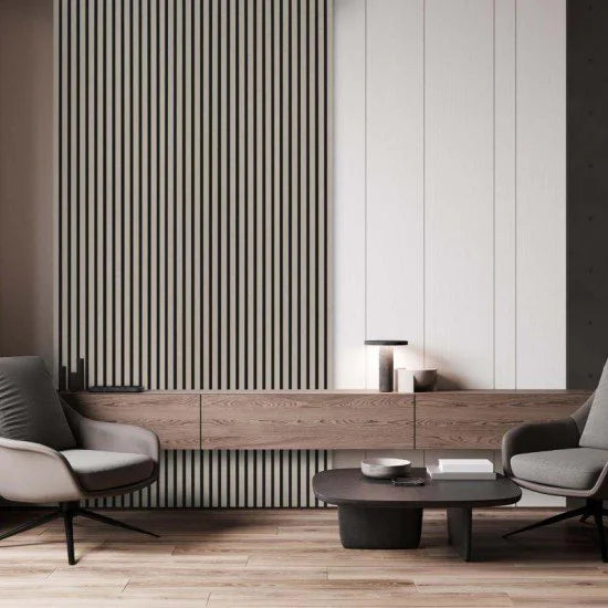 €68 Per Paneel - 52x260 cm TAUPE akoestische wand panelen lattenwand met Vilt