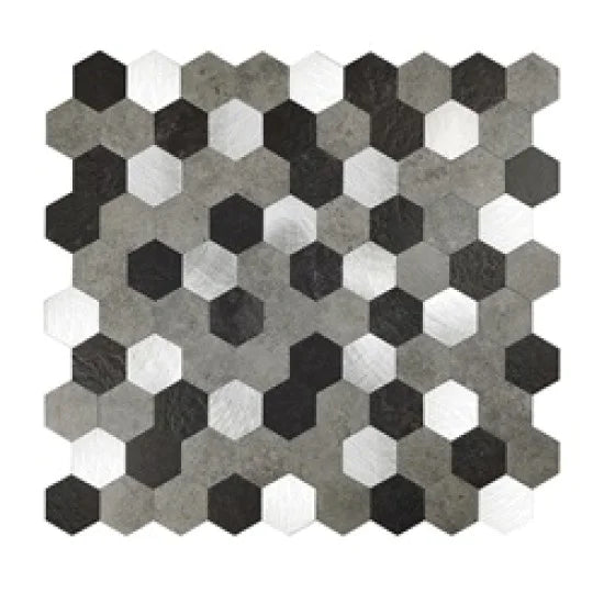 Oppio XL Grijs-Zwart MIX HEXAGON - Zelfklevend Mozaiek 288x280x4mm