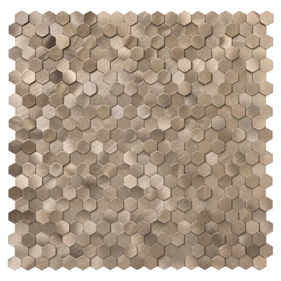 Oppio Geborsteld MINI Hexagon Bronce - Zelfklevend Mozaiek 308x298x4mm