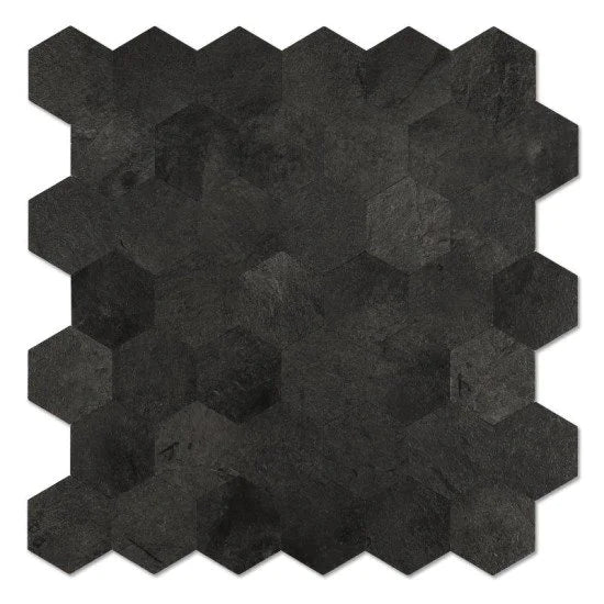 Oppio XL Antraciet Leisteen MAT HEXAGON - Zelfklevend Mozaïek 290x288mm
