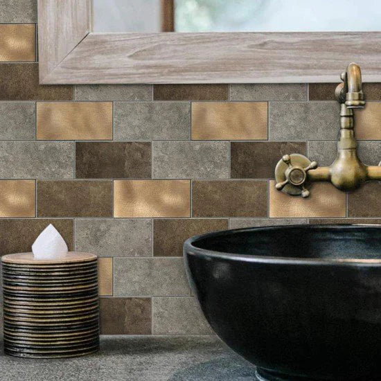 Oppio Koper XL Taupe Grijs METRO - Zelfklevend Mozaiek 30.5x30.5x4mm