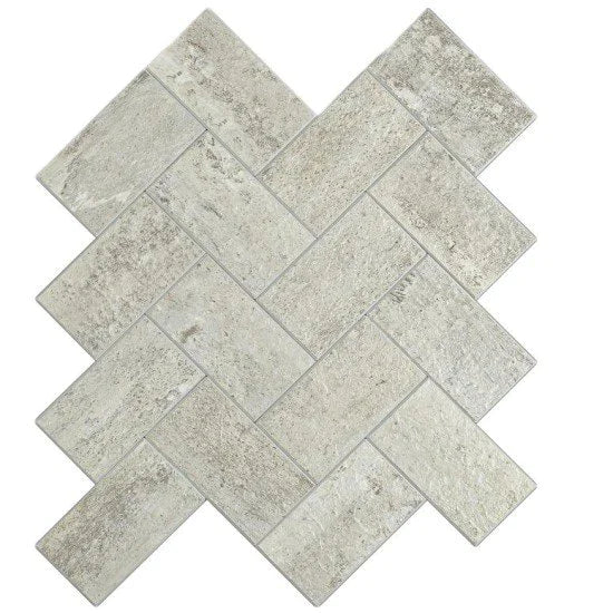 Oppio XL Visgraat Stone Taupe - Zelfklevend Mozaïek 29.5x28.8x3.3 mm