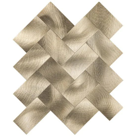 Oppio XL Visgraat Geborsteld Goud - Zelfklevend Mozaiek 272x240x4mm