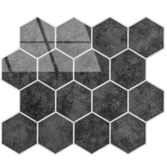 Oppio ANTRACIET MARBLE Hexagon - Zelfklevende Mozaïek 29.2x25.4x3.3 mm