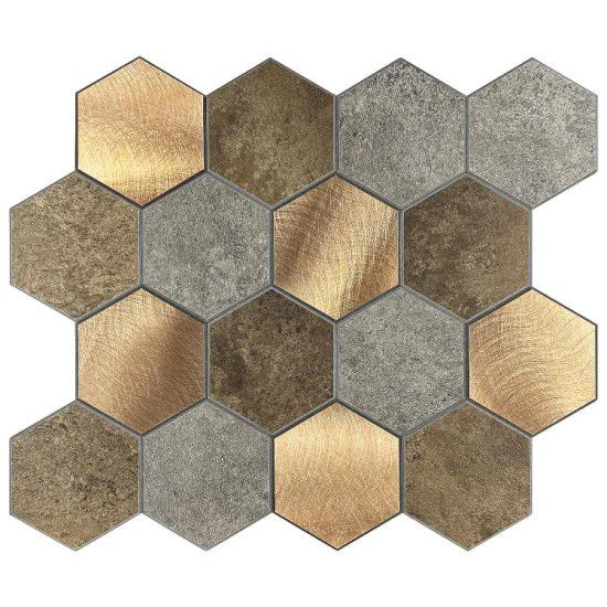 Oppio Koper XL Taupe Grijs HEXAGON - Zelfklevend Mozaiek 29.2x25.4x4mm