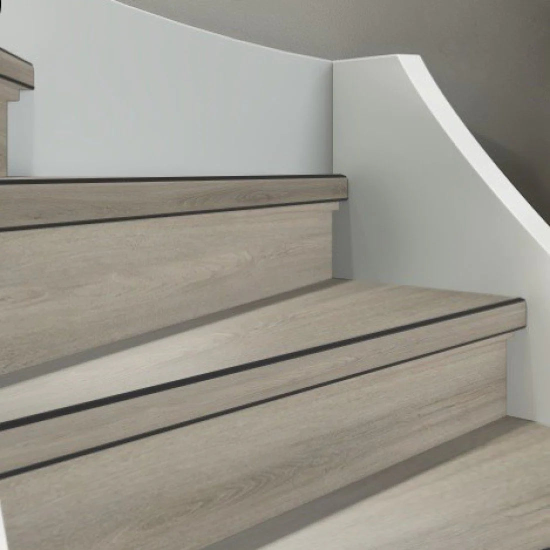 TRAPRENOVATIE SET PADDINGTON LIGHT GREY/ PVC Dryback ( SET Ten behoeve van 4 TRAPTREDES + PROFIELEN )