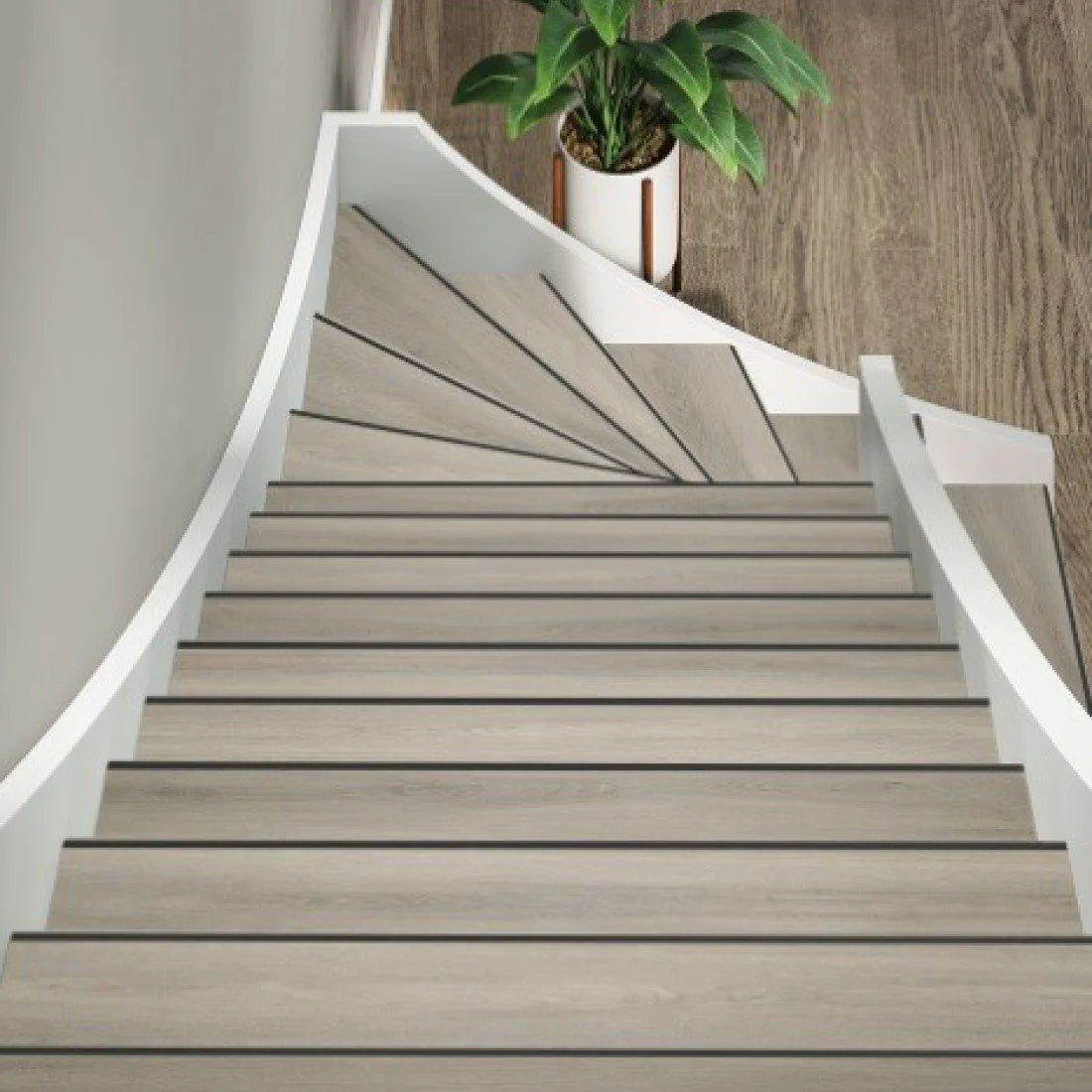 TRAPRENOVATIE SET PADDINGTON LIGHT GREY/ PVC Dryback ( SET Ten behoeve van 4 TRAPTREDES + PROFIELEN )