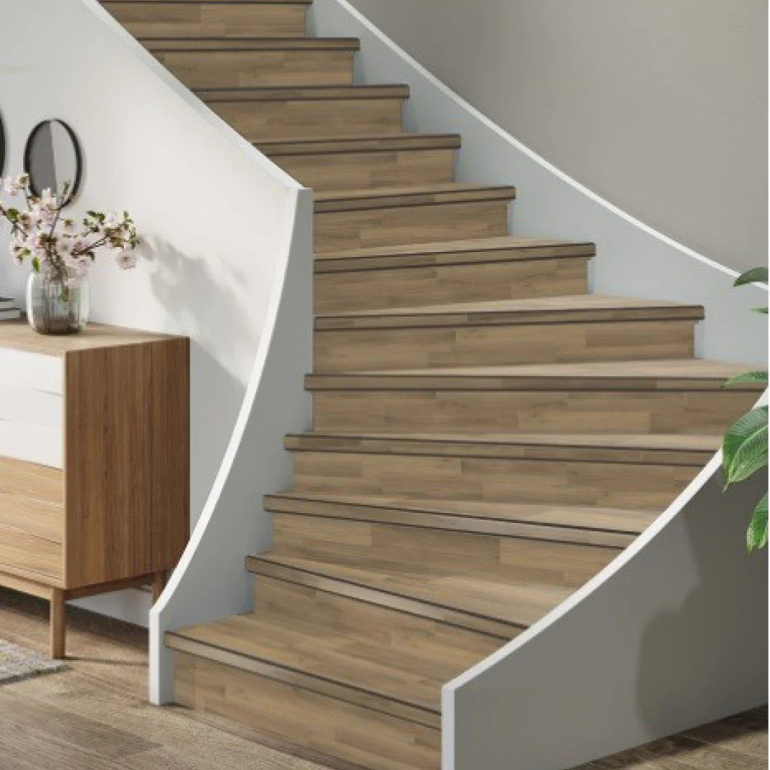 TRAPRENOVATIE SET PADDINGTON NATUREL / PVC ( SET Ten behoeve van 4 TRAPTREDES + PROFIELEN )