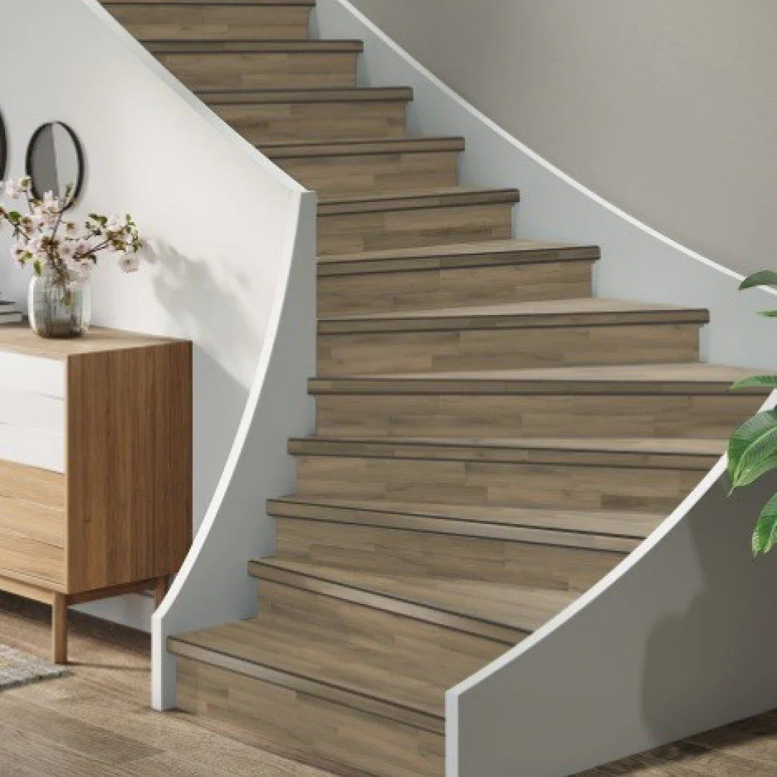 TRAPRENOVATIE SET Paddington SMOKEY / PVC ( SET Ten behoeve van 4 TRAPTREDES + PROFIELEN )