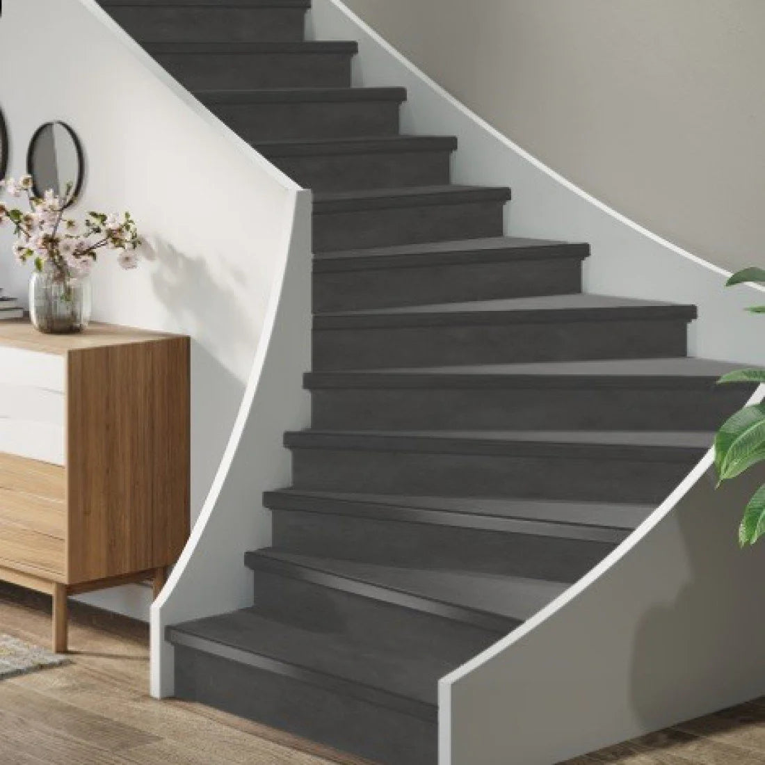 TRAPRENOVATIE SET VICTORIA Antraciet / PVC ( SET Ten behoeve van 4 TRAPTREDES + PROFIELEN )