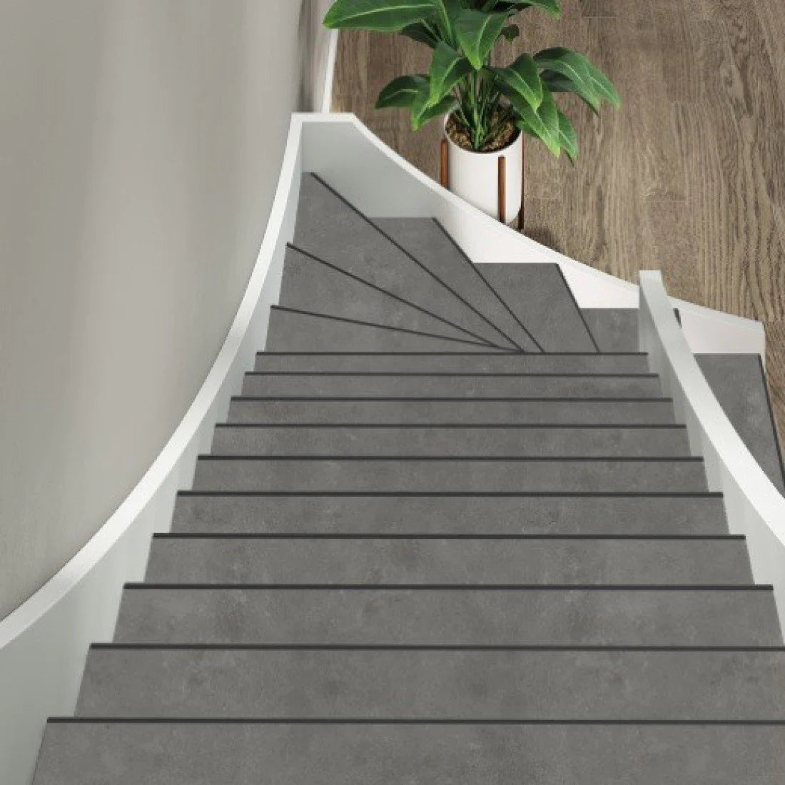 TRAPRENOVATIE SET VICTORIA Grey / PVC ( SET Ten behoeve van 4 TRAPTREDES + PROFIELEN )