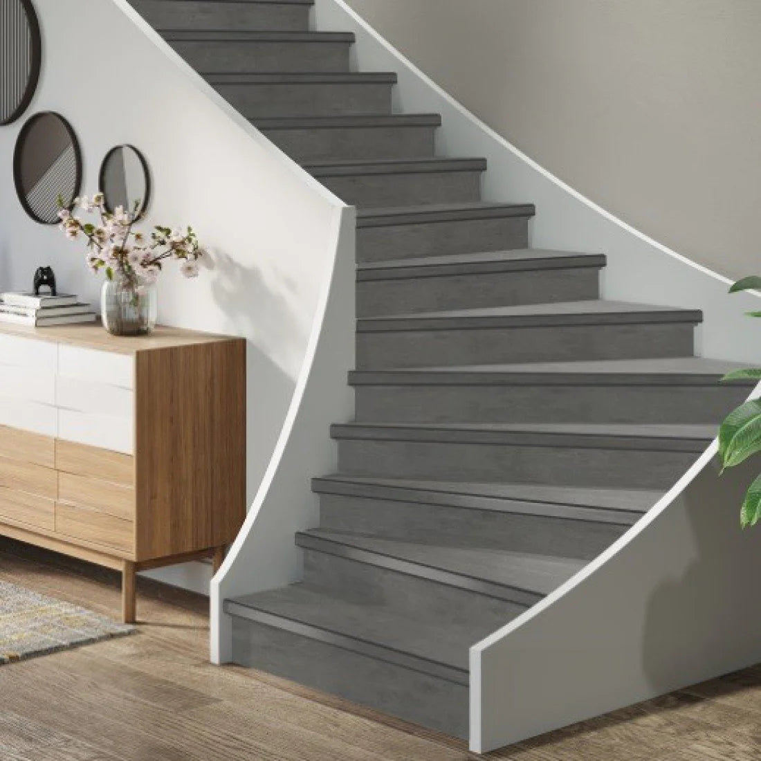 TRAPRENOVATIE SET VICTORIA Grey / PVC ( SET Ten behoeve van 4 TRAPTREDES + PROFIELEN )