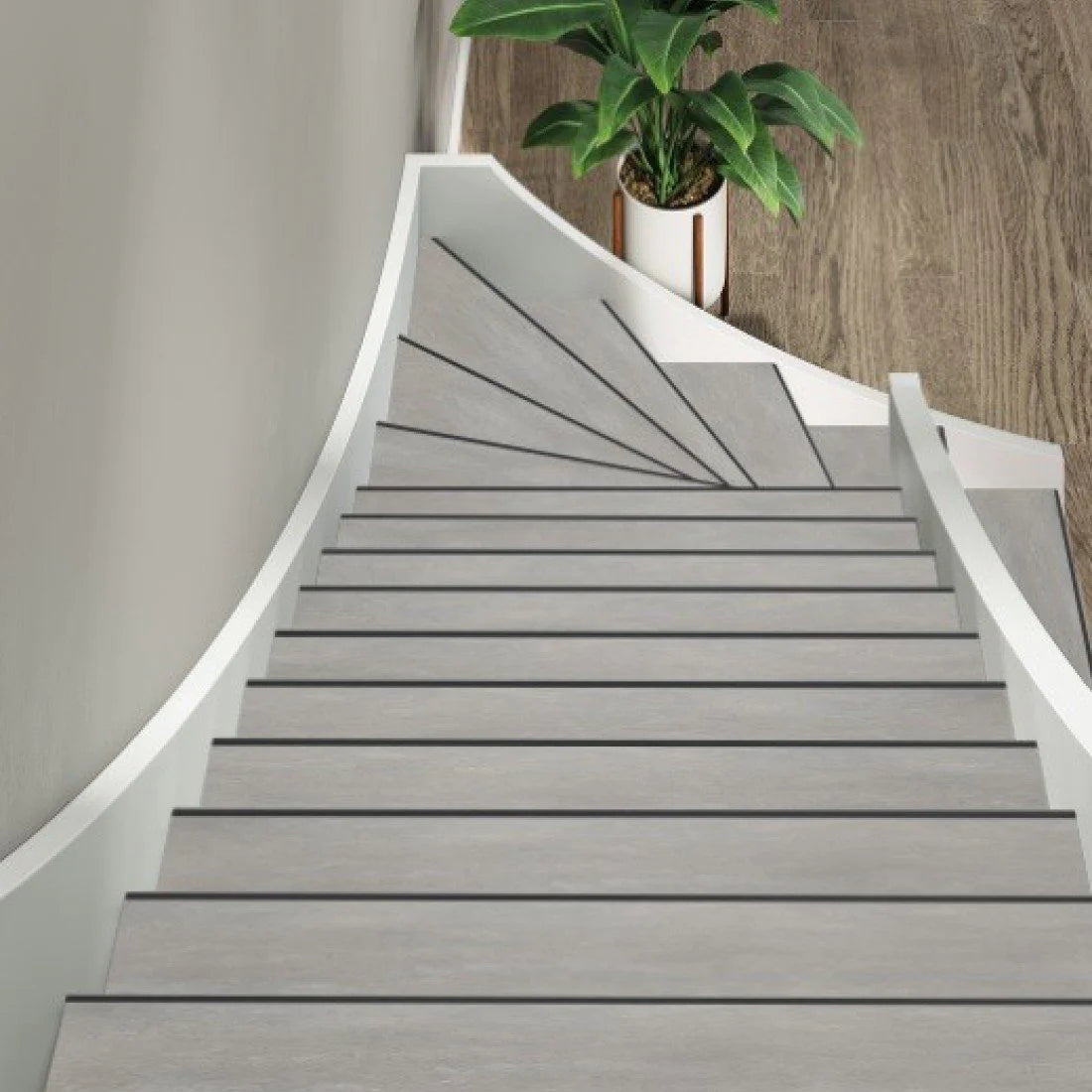 TRAPRENOVATIE SET VICTORIA LIGHT GREY / PVC ( SET Ten behoeve van 4 TRAPTREDES + PROFIELEN )