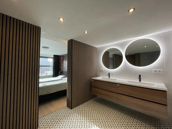 Oppio €40 PER PANEEL - 260x60 cm NEW WALNOOT Eiken akoestische wand panelen lattenwand met Vilt